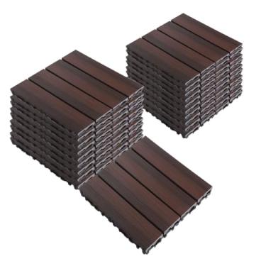 Imagem de SPXMQSS Decking composto, piso de jardim ao ar livre, telhas de deck interligadas WPC, para terraço de jardim, varanda, antiderrapante, fácil de instalar, ótima drenagem 30 x 30 x 2,2 cm A 22 peças