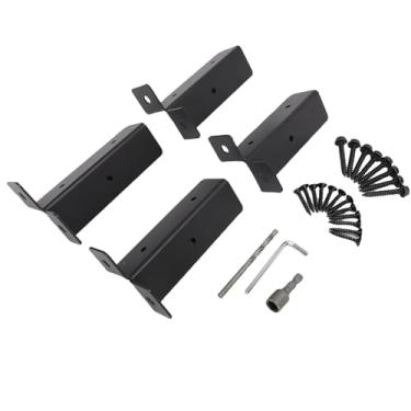 Imagem de AUNMAS Kit de Suportes de Base de Poste de Cerca de Madeira Reversível, âncora de Deck Ajustável para Serviços Pesados, Suporta Vários Tamanhos de Postes, Ideal para Decks, Caixas de Correio e Grades