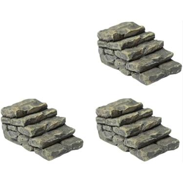 Imagem de 3 peças miniatura resina ponte escada pedra escada jardim fada ornamento micro paisagismo decoração bonsai artesanato escada reta ao ar livre, esculturas e estátuas de jardim, decorações