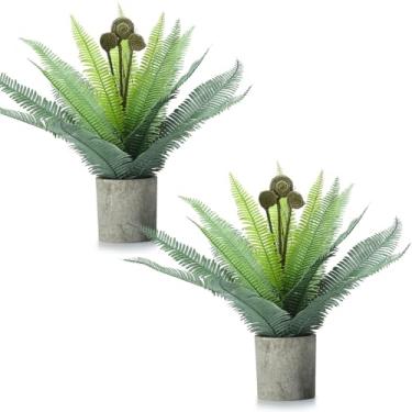 Imagem de FAVOWREATH Pacote com 2 plantas artificiais pequenas em vasos para decoração de casa, escritório, casa de fazenda, mesa interna, decoração de banheiro