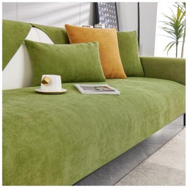 Imagem de SPXMQSS Capa para sofá, capa de sofá seccional, macia de chenille, antiderrapante, capa de sofá de 1/2/3/4 lugares, protetor de móveis em forma de L para sala de estar, 70 x 210 cm