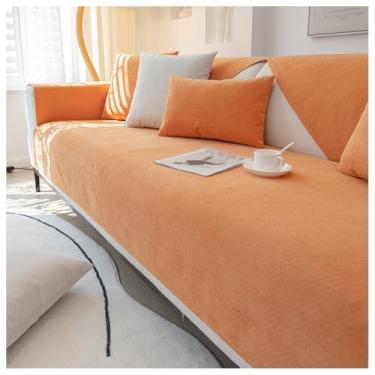 Imagem de SPXMQSS Capa de sofá para sofá seccional, macia, de chenille, capa universal antiderrapante para sofá de 1/2/3/4 lugares, protetor de móveis em forma de L D 90 x 180 cm