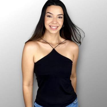 Imagem de Blusa preta básica blusa de alcinha preta regata básica blusa básica -