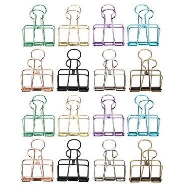 Imagem de Clipes de pasta de cauda de pomba oca multicoloridos clipes de papel decorativos de escritório de cauda longa para organizar documentos e selar sacos de lanches 16 peças em cores (Média)