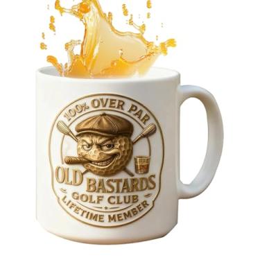 Imagem de Caneca de Golfe para Café - Recipiente De Cerâmica De 350 ml,Copo Divertido Para Beber | Para Marido Avô Fãs De Esportes Aniversário Reforma Natal Torneio