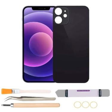 Imagem de Substituição de vidro traseiro compatível com iPhone 12 com kits de ferramentas de reparo (preto)