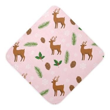 Imagem de Burbuja Toalha de banho de bebê Renas Flocos de Neve - Toalha com capuz de musselina macia e absorvente para recém-nascidos, 89 x 89 cm