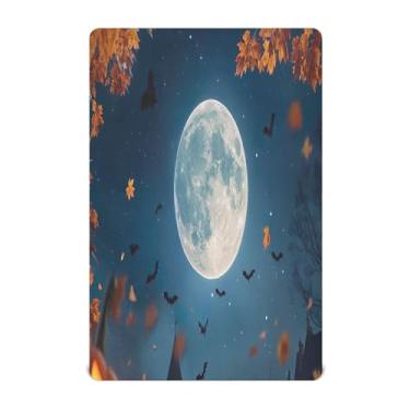 Imagem de xigua Lençol de berço de lua cheia de Halloween para meninas e meninos, lençol macio e respirável adequado para berço padrão e cama infantil 71 x 132 cm