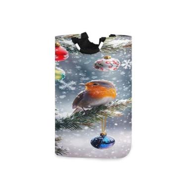 Imagem de CEBUGI Cesto de lavanderia, pequeno pássaro, cesto de roupa suja dobrável para roupas, quarto, banheiro, dormitório