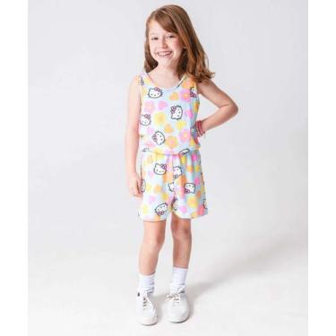 Imagem de Macaquinho Infantil Hello Kitty Tam 4 a 10 Azul-78102 - Sanrio, Azul, 