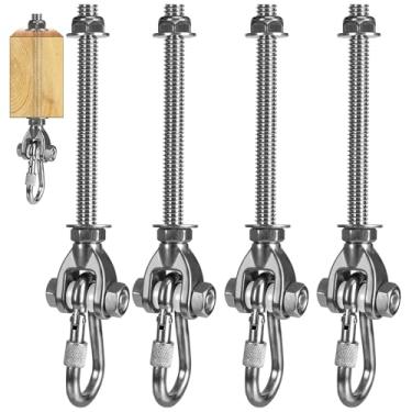 Imagem de Dakzhou 4 Heavy Duty Swing Hangers 180° Swing Seat Hardware Replacement Stainless Steel Swing Hooks 800LBS Capacity Playground Hammock Chair Porch Swing