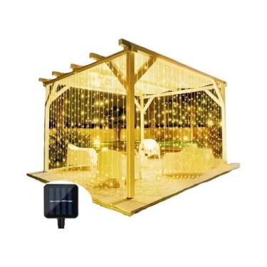 Imagem de Luzes De Cortina Solar À Prova d'Água Com 300 LEDs, 8 Modos, Fitas De 