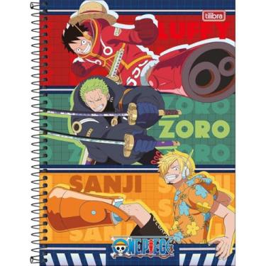 Imagem de Caderno One Piece TILIBRA Universitário ESPIRAL - 1 Matéria 80 Folhas (3 Personagens)