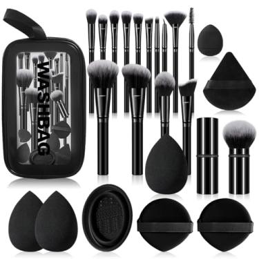 Imagem de Conjunto de 24 pincéis de maquiagem e esponjas de maquiagem para líquido, creme e pó - polido, mistura e pincel facial