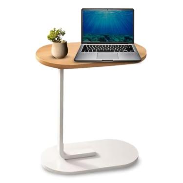 Imagem de Mesa De Apoio Lateral Para Notebook Luminária Portátil Sofá Cama Luxo - Ferro e MDF, Ideal para Notebook, Sofá, Cama e Verão em Casa(BEGE)