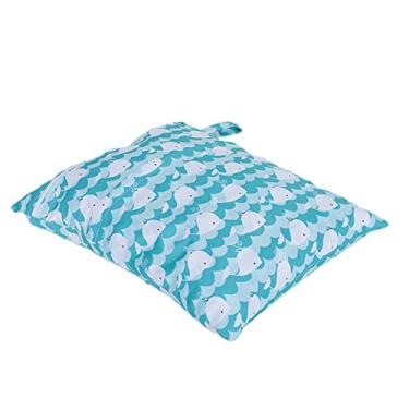 Imagem de Sanpyl Saco Seco Molhado Impermeável Reutilizável para bebê Com 2 Bolsos Com Zíper - Saco de Armazenamento de Fraldas Conveniente para Pais - Material de Pano Impresso Em Malha (baleia branca)