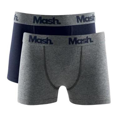 Imagem de Kit 2 Cueca Boxer Mash Masculina Infantil Elástico, Azul marinho, M