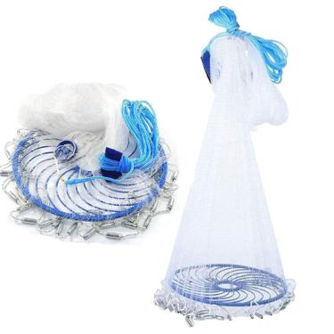 Imagem de Tarrafa Chinesa Rede Pesca Pescaria Peixe Multifilamento Malha Chumabda Robalo Lambari Tainha Tilapia Traira Ciriguejo