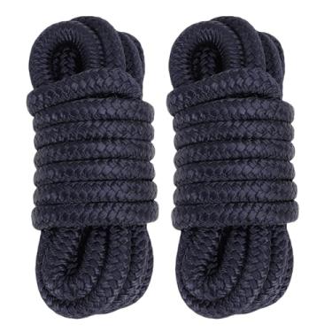 Imagem de Haofy Corda de Barco de Náilon Trançada Dupla, Linha de Doca de Alta Resistência de 9,5 Mm X 4,5 M Com Ilhós Costurados à Mão, para Pequenos Veleiros, Lanchas e Barcos de Pesca (BLUE)
