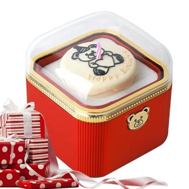 Imagem de Caixa Para Anel Giratória,Acessório De Casamento Bolo Urso - Caixa De Colar De Noivado,Para Casais De Noivos No Dos Namorados Fotografia Festa Aniversário Jantar Piquenique