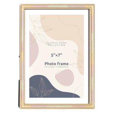 Imagem de Ustinian Porta-retrato 12 x 17 cm com borda de metal gradiente e cavalete, moldura clássica para mesa e montagem na parede para decoração de casa (ouro)