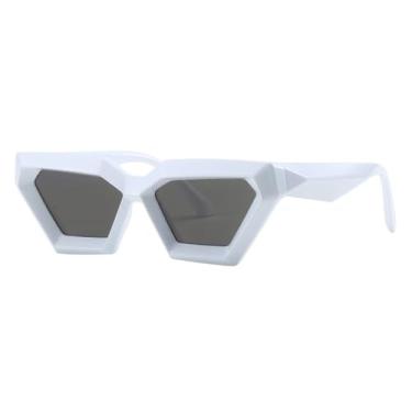 Imagem de Óculos de Sol UV400 - Lentes Jelly Color Olho de Gato Degradê para Homens e Mulheres, Esportivos, para Corrida e Ciclismo, Branco