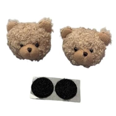 Imagem de Dynwave Conjunto de 2 enfeites para capacete, acessórios decorativos fofos para mulheres e meninas, ideais para ciclismo, motociclismo e snowboard, Marrom