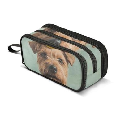 Imagem de TSENQUE Estojo de lápis grande estacionário com zíper, bolsa de canetas para sala de aula, meninos, artigos de papelaria, organizador infantil, material escolar, engraçado, cachorro, pato, lápis