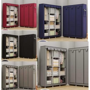 Imagem de Guarda-Roupa Dobrável Portátil com Zíper – Armário Organizacional Multifuncional para Roupas, Calçados e Acessórios(Cores Aleatorias,Casal)