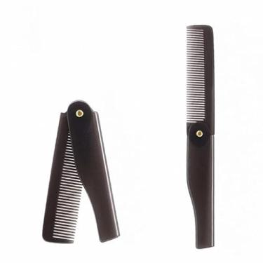 Imagem de Pente dobrável de plástico preto pente de bolso dobrável pentes de barba bigode estilo para homens cuidados com a barba desembaraçar e pentear
