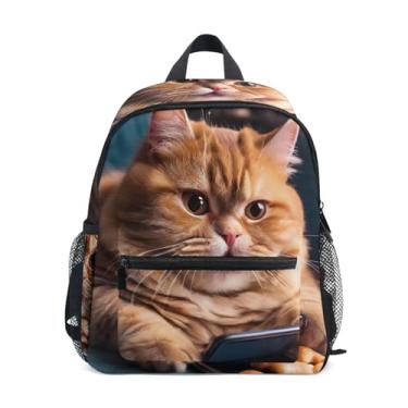 Imagem de GAIGEO Funny Kitten Cat Print Little Kid Backpack with Whistle, Adjustable Chest Strap, Little Boys Backpack Lightweight & Compact for Ages 3-8