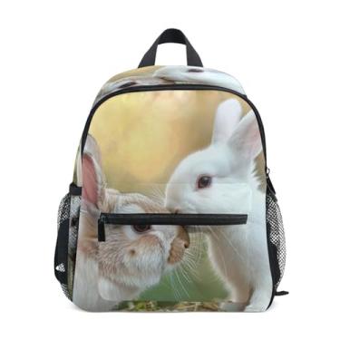 Imagem de GAIGEO Rabbits Kissing Valentine Toddlers Backpack with Whistle, Adjustable Chest Strap, Backpack for Preschool Girl Lightweight & Compact for Ages 3-8