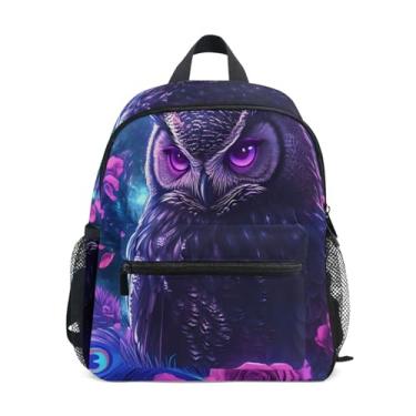 Imagem de GAIGEO Owl Print Epic Digital Art Little Kid Backpack Backpack for Toddler Boys with Front Pocket, Safety Whistle for Ages 3-8