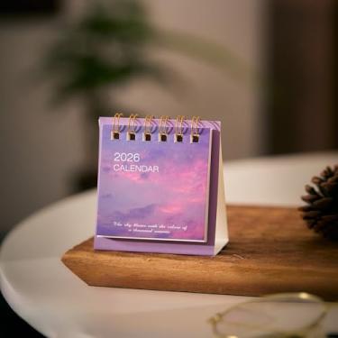 Imagem de Mini calendário 2026 material de escritório e material escolar calendário de mesa agenda mensal essencial decoração de mesa (B)