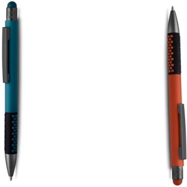 Imagem de Caneta Esferográfica Executiva em Metal, Azul, Ponta Touch Emborrachada, Refil Parker, Acabamento Fosco, Corpo Cilíndrico, para Escrita Geral, Uso Adulto (Azul e Laranja)