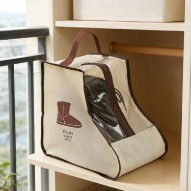 Imagem de Bolsa de armazenamento de bota curta com janela transparente, organizador de sapatos de 1 peça larga para viagens, 28 x 23 x 28 cm