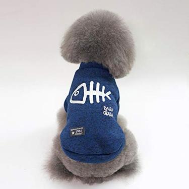 Imagem de Roupas para animais de estimação outono inverno colete espinha de peixe moletom com capuz para cachorro, tamanho: P (azul)