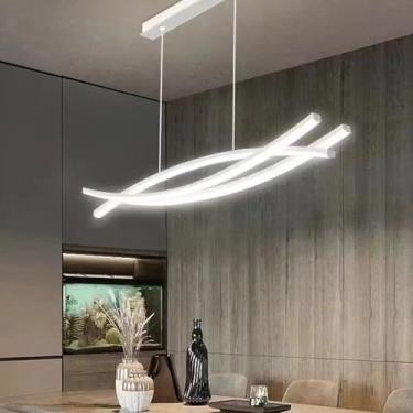 Imagem de Luminária de mesa moderna com LED, luminária pendente regulável, design linear com controle remoto, lustre para escritório, sala de jantar, corredor, sala de estudos, cozinha, luminária de t