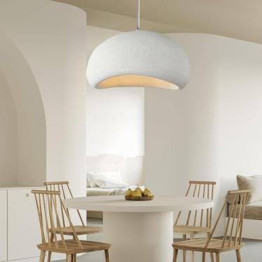 Imagem de Luminária pendente moderna em estilo Wabi-Sabi - lâmpada suspensa E27, branca, ajustável - lustre criativo de polietileno para sala de jantar, cozinha ou ilha (50cm)