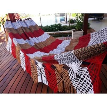 Imagem de Rede de Descanso Dormir Casal Bucho de Boi Luxo Grande 4,5 Metros Reforçada (Tricolor)