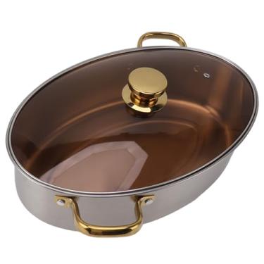 Imagem de Luocute Vaporizador de Peixe Em Aço Inoxidável 304, Panela a Oval Com Superfície Antiaderente, Tampa de Panela de Cerâmica, Panelas Multiuso para Cozinhar Peixe, Frutos do Mar e Sopa