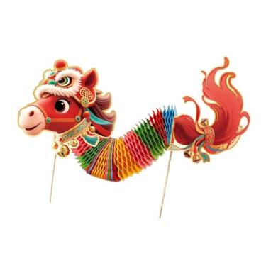 Imagem de rockible Dragão de papel decorativo para o Ano Chinês, artesanato, brinquedo de dragão portátil para o Ano Lunar do Cavalo, Style C