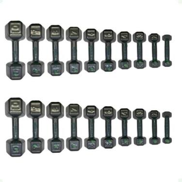 Imagem de Kit Halteres Sextavados Emborrachados - Pares de 1 a 10 Kg - BOX INGÁ