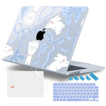 Imagem de Lepeoac Capa para MacBook Air de 13,5 polegadas M4 M3 M2 2025 2024-2022 versão modelo A3240 A3113 A2681, capa rígida de plástico resistente para MacBook Air M2 de 13 polegadas com Touch ID, coelho e