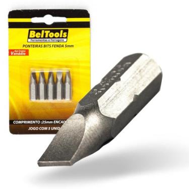 Imagem de Kit 5 Ponta Bit Fenda CV 25mm x 1/4 x 6,0mm Beltools