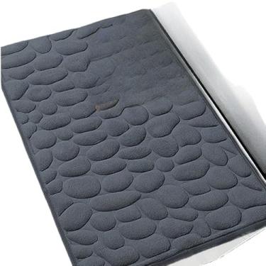 Imagem de Tapete de banheiro decoração em relevo de paralelepípedos tapetes antiderrapantes em lavatório banheira, tapete de chão(PRATA)