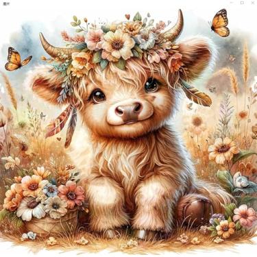Imagem de Pintura de vaca Highland por números para adultos e crianças, kits de pintura por números em tela, kit de pintura de artista de números por número sem moldura DIY pintura a óleo tintas acrílicas