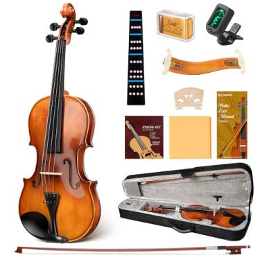 Imagem de CAHAYA Violino 4/4 tamanho completo - conjunto completo de violino de madeira para iniciantes, crianças, adultos, estudantes, kit de violino com estojo rígido de viagem, descanso de ombro, cordas