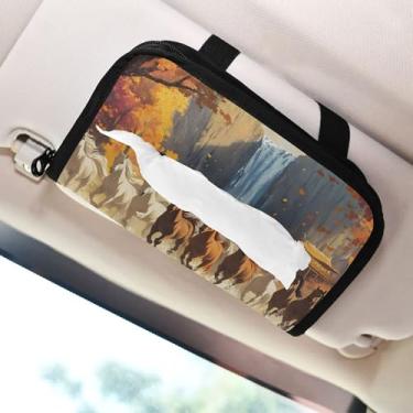 Imagem de SEHANY Suporte de lenços de carro Majestic Horse, caixa de lenços para carro, viseira solar, porta-guardanapos retangular, dispensador de máscara de carro, caixa de lenços de papel para automóveis