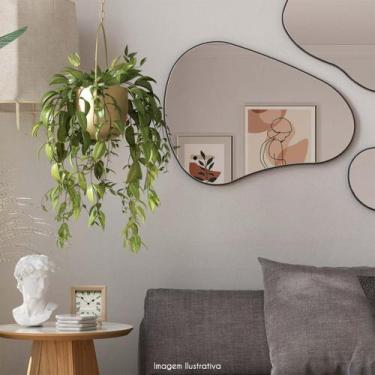 Imagem de Espelho Decorativo Orgânico com Painel 80cm MDF Preto - Móveis Dalla C